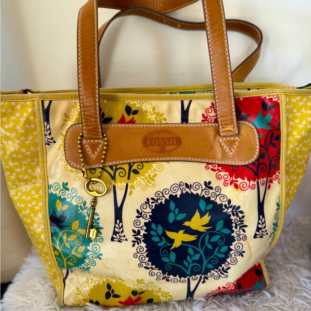 Fossil Key-Per Print Coated Canvas Tote - image 2